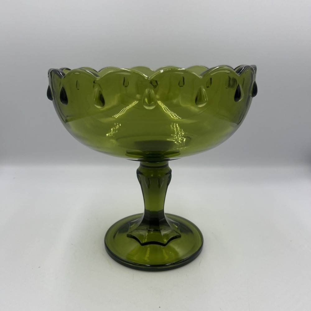Vintage‎ Indiana Glass 7-1/2" Heavy Teardrop Compote Pedestal Bowl Centerpiece